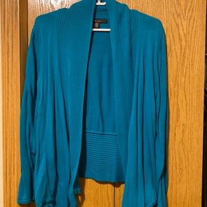Fever Large teal asymmetrical drape cardigan